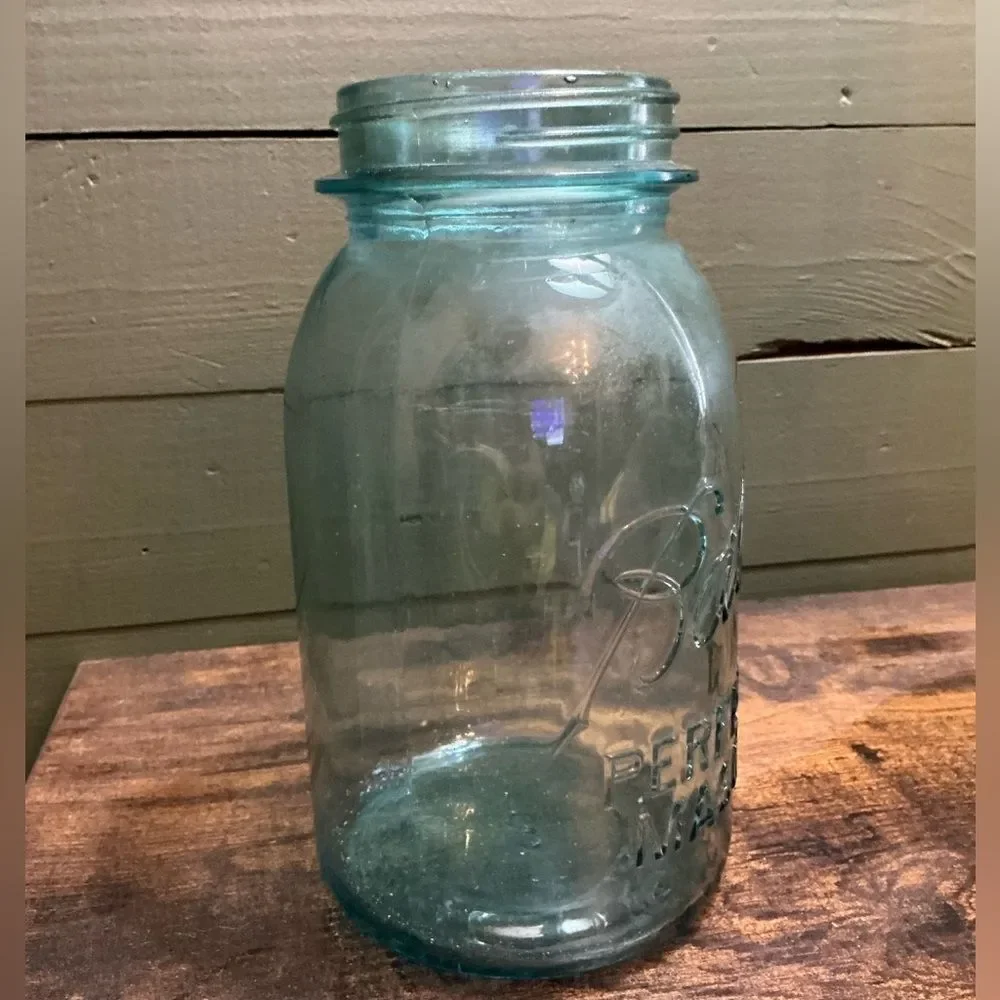 Antique Blue Ball Mason Jar | 7.5” Tall | Vintage Home Decor